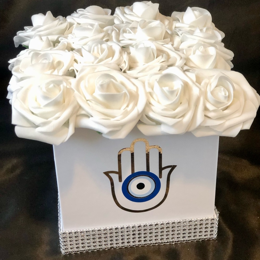Hamsa Evil Eye Flower Rose Box- Handmade, Made to order